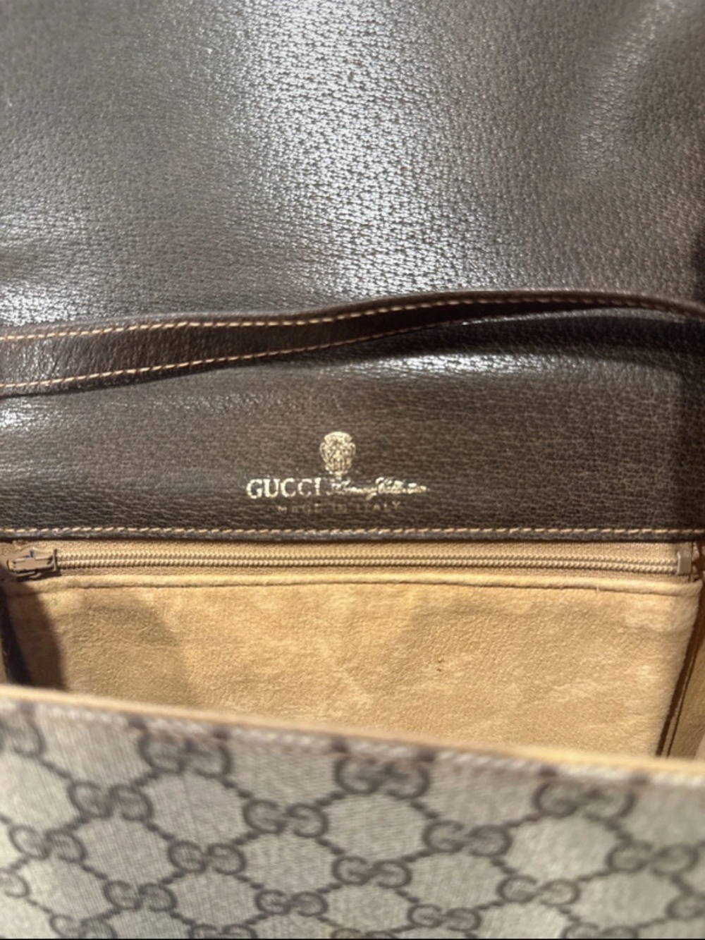 Gucci Beige GG Canvas Crossbody with Brown Leather & Green-Red Web - Picture 2 of 12